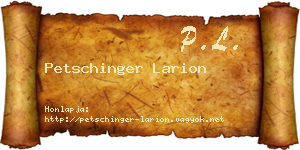 Petschinger Larion névjegykártya